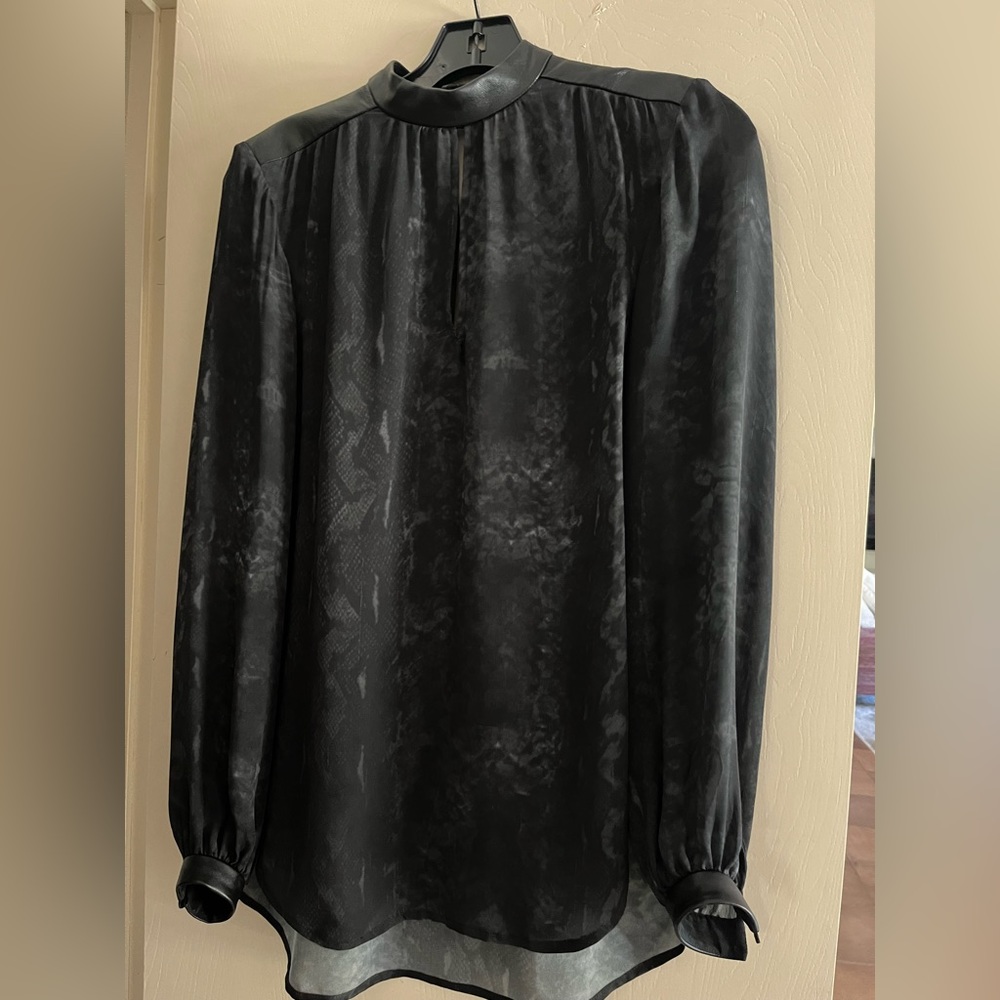 Haute Hippie Silk Top with leather trim